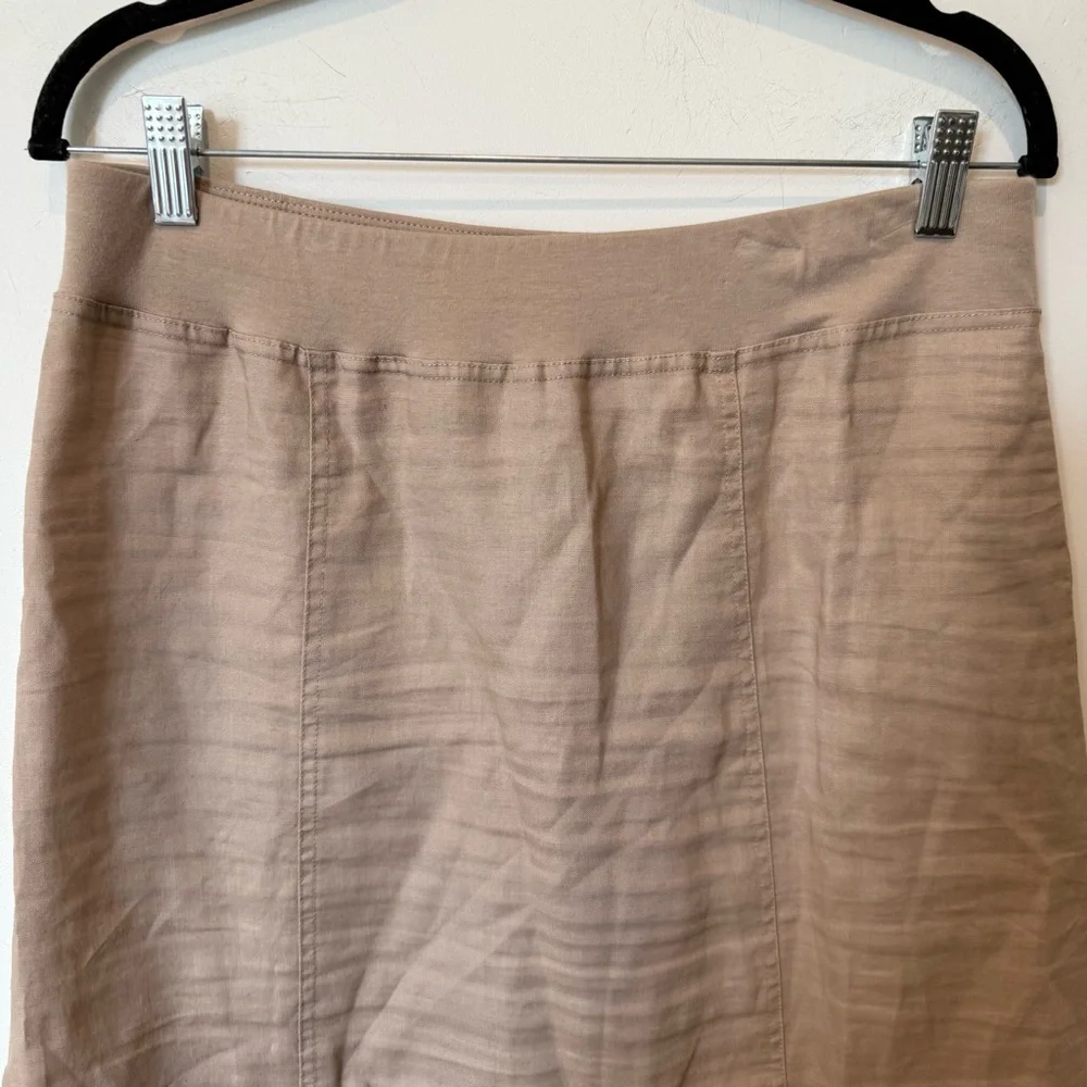 Chico's Tan Midi Skirt with Lace Hem Womens Size Medium 1 Cotton Boho Beachy